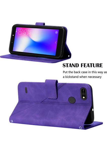 Pop 2f Için Kabartmalı Pu Deri Stand Cüzdan Telefon Kılıfı - Mor (Yurt Dışından) fiyatları