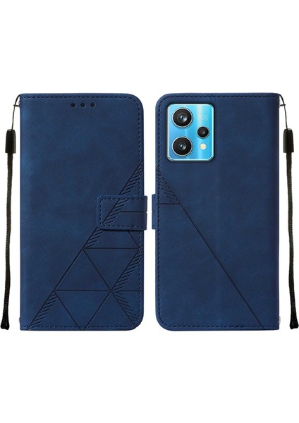 9 Pro+ 5g Için Kabartmalı Pu Deri Stand Cüzdan Telefon Kılıfı - Mavi (Yurt Dışından)