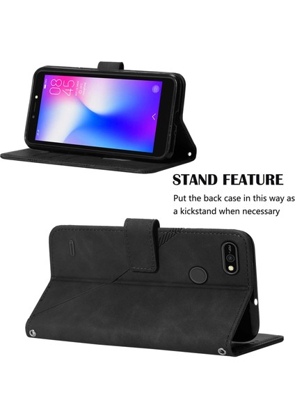 Pop 2f Için Kabartmalı Pu Deri Stand Cüzdan Telefon Kılıfı - Siyah (Yurt Dışından) fiyatları