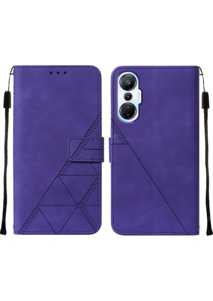 Hot 20S / 20 Pro Için Kabartmalı Pu Deri Stand Cüzdan Telefon Kılıfı - Mor (Yurt Dışından)