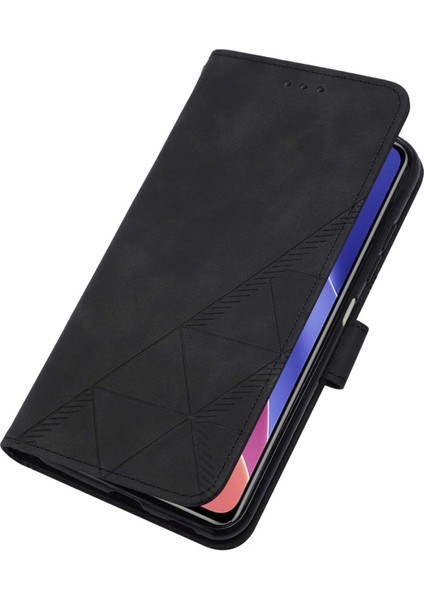 Poco F3 / Redmi K40 / K40 Pro Için Kabartmalı Pu Deri Stand Cüzdan Telefon Kılıfı - Siyah (Yurt Dışından)