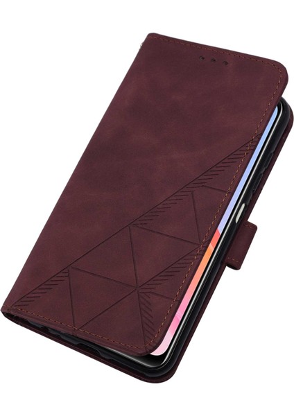 Y21 2021 / Y33S Y21S Için Kabartmalı Pu Deri Stand Cüzdan Telefon Kılıfı - Kırmızı (Yurt Dışından)