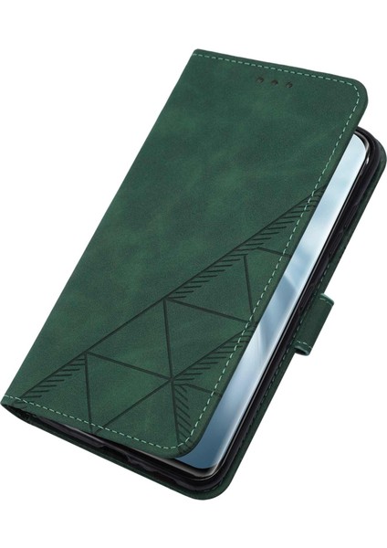 Mi 11 Için Kabartmalı Pu Deri Stand Cüzdan Telefon Kılıfı - Yeşil (Yurt Dışından)