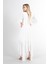Ekru Balon Kol Kruvaze Yaka Asimetrik Kesim Abiye Elbise 6502417.147 5