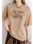 But First Coffee Camel Oversize Salas Boyfriend Kadın T-Shirt 2