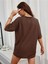 Kahverengi Casmania Baskılı Oversize T-Shirt 4