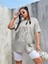 Gri Yüz Baskılı Oversize Tshirt 2