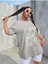 Gri Yüz Baskılı Oversize Tshirt 3