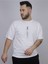 Beyaz Göğüs Dikey Baskılı Oversize T-Shirt 1