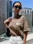 Kahverengi Effect Baskılı Oversize T-Shirt 3