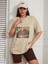 Bej Casmania Baskılı Oversize T-Shirt 1