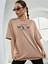 Bej Kelebek Baskılı Oversize T-Shirt 2