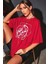 Kırmızı Yüz Baskılı Oversize Tshirt 1