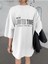 Beyaz Limited Time Baskılı Oversize T-Shirt 1