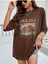 Kahverengi Casmania Baskılı Oversize T-Shirt 2