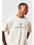 Bej Barcelona Baskılı Oversize Tshirt 3