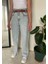 Kadın Buz Mavisi Kemerli Boyfriend Jeans 3