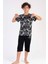 Pamuklu Erkek Çocuk Kısa Kol Kaprili Pijama Takım 1