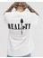 Unisex Beyaz Reality Baskılı Oversize Tshirt 1