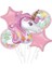 Çiçekli Unicorn 5 Li Folyo Balon Set 1