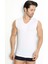 3 Adet, Bambu Kumaş, Kolsuz, V Yaka, Likralı Erkek Atlet & T-Shirt Beyaz 2