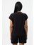 Siyah Bisiklet Yaka Düşük Kol Baskılı Kadın T-shirt W500131 3