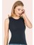 5 Adet, Kadın Kolsuz Bisiklet Yaka Atlet %92 Cotton %8 Lycra Siyah 2