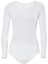 5 Adet, Kadın Bisiklet Yaka Uzun Kollu Çıtçıtlı Body %92 Pamuk, %8 Elastan Beyaz 2