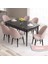 Concept Roz Serisi 80X132 Mdf Açılabilir Siyah Mermer Desen Mutfak Masa Takımı 6 Sandalye Gold Halkalı 2