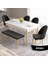 Concept Roz Serisi 80X132 Mdf Beyaz Mutfak Masası Beyaz Kafesli 4 Sandalye ve 1 Bench Gold Halkalı 2