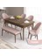 Concept Roz Serisi 80X132 Mdf Barok Ahşap Desen Mutfak Masası 4 Sandalye ve 1 Bench Gold Halkalı 2