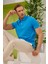 Erkek Basic Polo Yaka Tişört (Regular Fit) Turkuaz 4