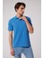 Regular Fit Normal Kesim Polo Yaka İndigo Tişört 3