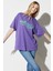 Oversize Fit Rahat Kesim %100 Pamuk Bisiklet Yaka Fuşya Tişört 2