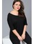 Büyük Beden Sırt Dekolteli Pul Payet Bantlı Yarım Kol Bluz Siyah 2