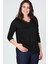 Yaka Dantel Detaylı Uzun Kol Bluz Siyah 1