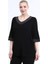 Büyük Beden Yaka Kolucu Sim Bluz Siyah 1