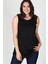 Büyük Beden Kolsuz Viskon Basic Bluz Siyah 2