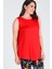 Büyük Beden Kolsuz Viskon Basic Bluz Kırmızı 3