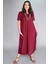 Jumbo Kısa Kol Elbise Bordo 1