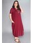 Jumbo Kısa Kol Elbise Bordo 2