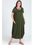 Jumbo Kısa Kol Elbise Haki 1