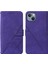 iPhone 13 Mini Için Kabartmalı Pu Deri Stand Cüzdan Telefon Kılıfı - Mor (Yurt Dışından) 2