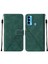 Camon 18I Için Kabartmalı Pu Deri Stand Cüzdan Telefon Kılıfı - Yeşil (Yurt Dışından) 1