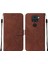 Redmi Note 9 Için Kabartmalı Pu Deri Stand Cüzdan Telefon Kılıfı - Kahverengi (Yurt Dışından) 1