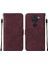 Redmi Note 9 Için Kabartmalı Pu Deri Stand Cüzdan Telefon Kılıfı - Kırmızı (Yurt Dışından) 1