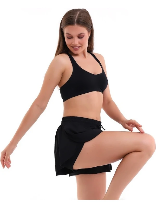 Fancy&Dancy Kadın Yüksek Bel Spor Şort Etek - Bel Kontrolü Olan Yoga Koşu Fitness Şort Etekleri – ŞortEtek