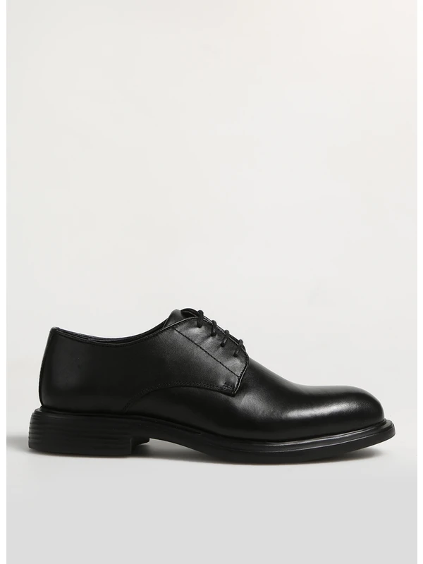 Fabrika Deri Siyah Erkek Klasik Ayakkabı Teresına