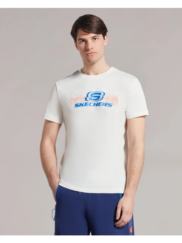 Skechers M Big Logo T-Shirt Erkek Off White Tshirt - S222262-102