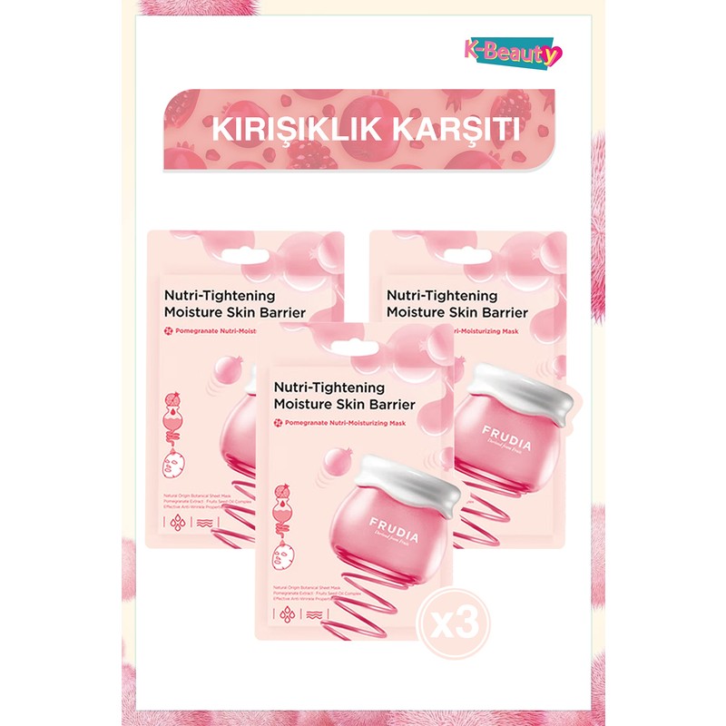 Frudia Pomegranate Kağıt Yüz Maskesi Besleyici Etkiyle 3 Adet Tüm Cilt Tipleri